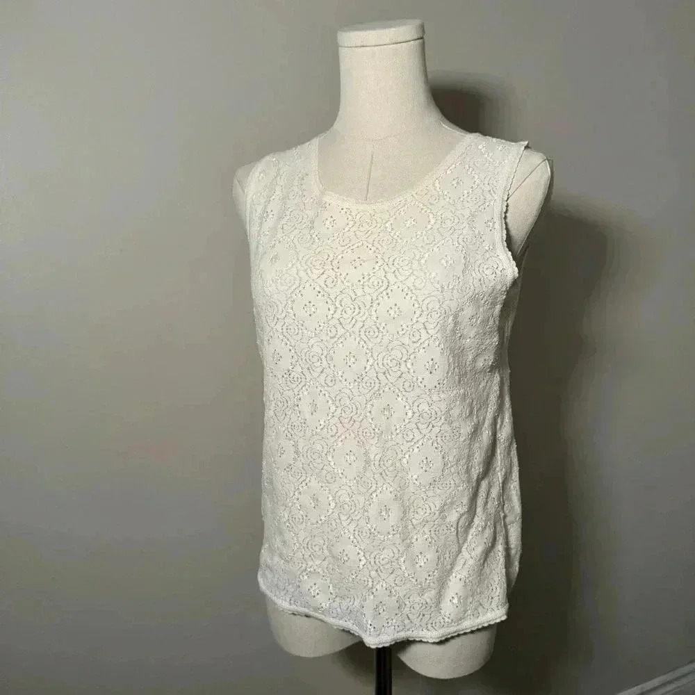 Vintage eyelet cottagecore tank top M - Picture 4 of 6